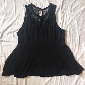 Black sleeveless lace top